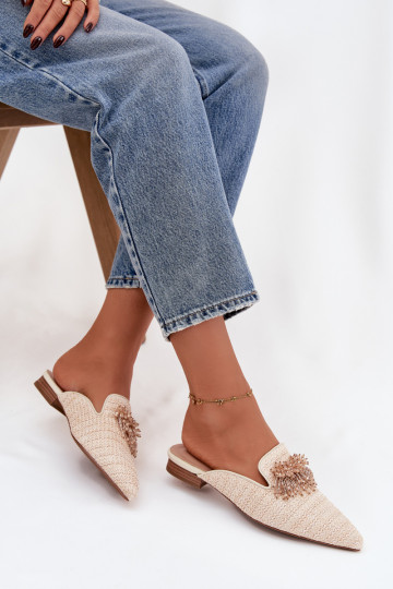 Damenhausschuhe mit Ornamenten Beige Katrine