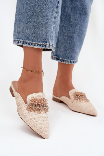 Damenhausschuhe mit Ornamenten Beige Katrine 2