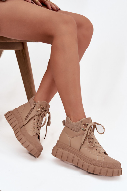 Feminin sich Zuarm laufen Stiefel Schuhe mit einer Plattform braune Farbe Carenna