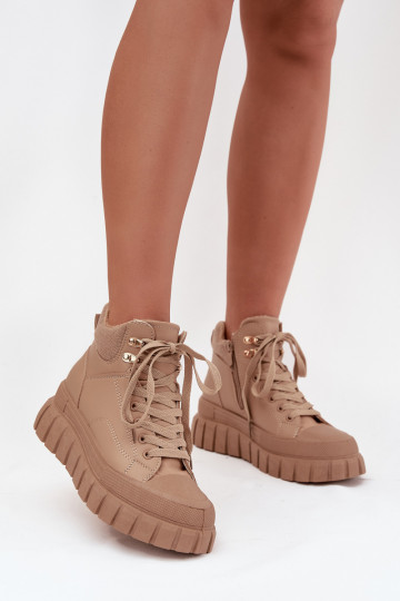 Feminin sich Zuarm laufen Stiefel Schuhe mit einer Plattform braune Farbe Carenna 2