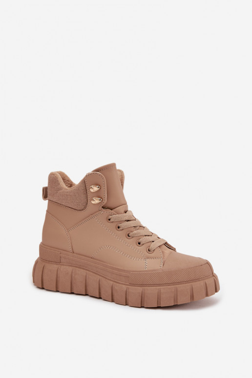 Feminin sich Zuarm laufen Stiefel Schuhe mit einer Plattform braune Farbe Carenna