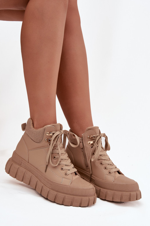 Feminin sich Zuarm laufen Stiefel Schuhe mit einer Plattform braune Farbe Carenna