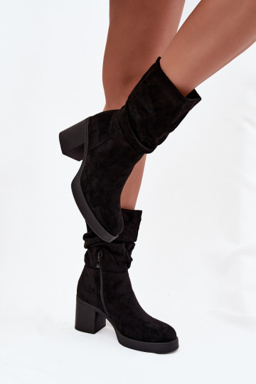 Damen-Stiefeletten mit Rüschen und Absatz, gefüttert, in Schwarz „Amoria"