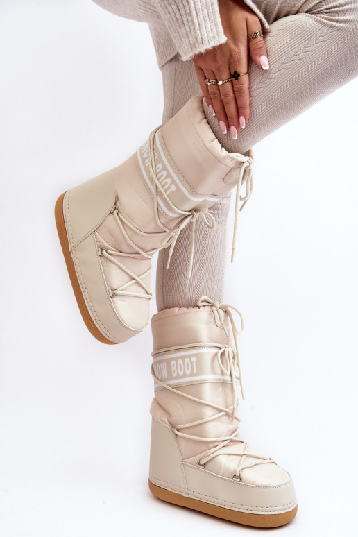 Feminin Groß Schneestiefel Beige Venila