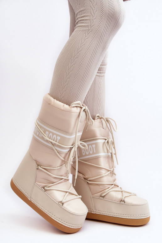 Feminin Groß Schneestiefel Beige Venila
