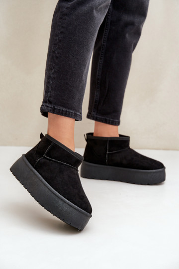 Feminin Schneestiefel mit einer Plattform schZuarze Farbe Ninala 2