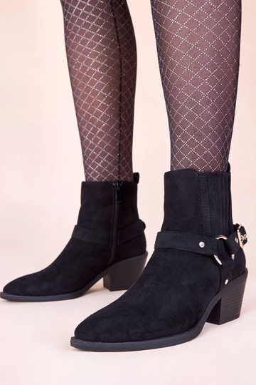 Schwarze Stiefeletten auf Absatz mit dekorativen Schnallen Ritama