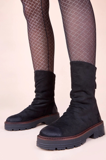 Schwarze Stiefeletten mit gerafft vorn Arlea