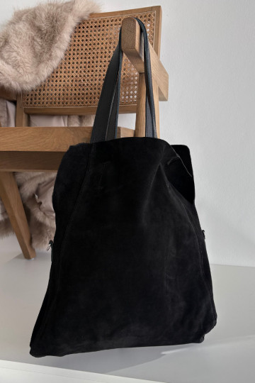 Schwarze Kunstwildledertasche Miraya 2