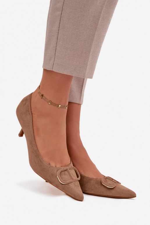 hochhackige Schuhe Feminin Mit Dekorationen Detalem Beige Amelora