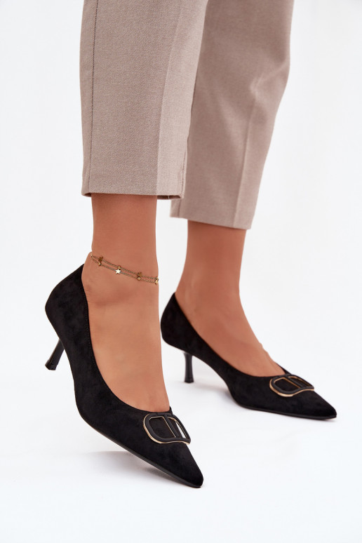 hochhackige Schuhe Feminin Mit Dekorationen Detalem schZuarze Farbe Amelora