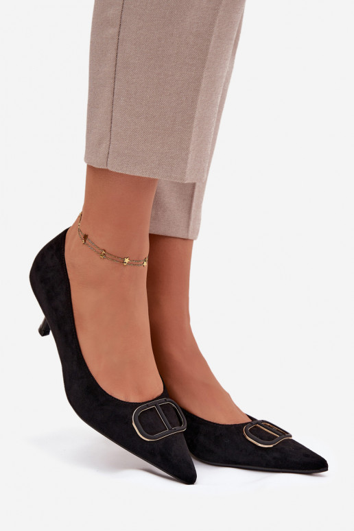 hochhackige Schuhe Feminin Mit Dekorationen Detalem schZuarze Farbe Amelora