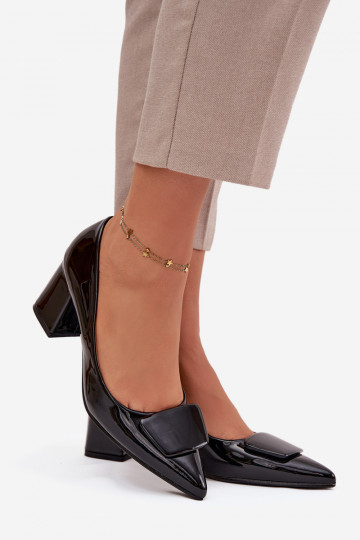 mit Lackeffekt Schuhe mit Absätzen mit Ornamenten schZuarze Farbe Isoline 2