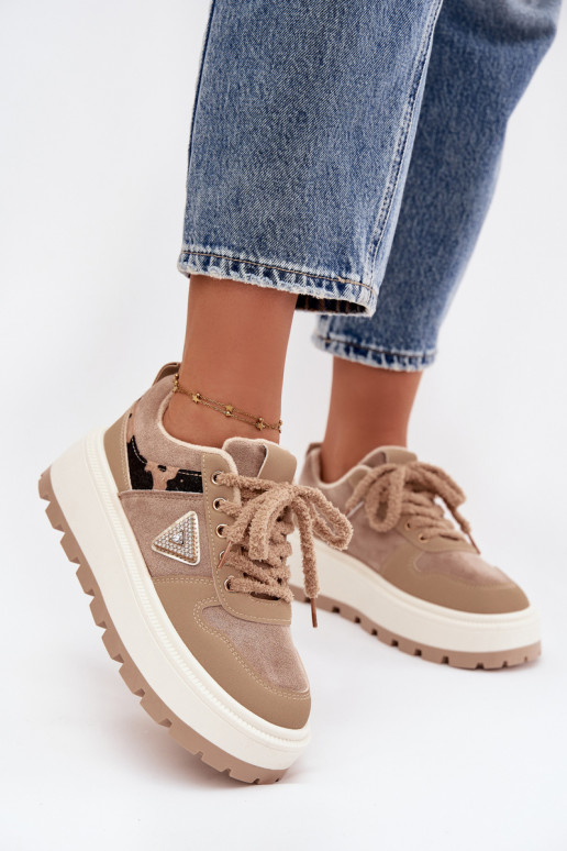 sich Zuarm laufen Sneakers Stilvollllschuhe Feminin mit einer Plattform Beige Florinda