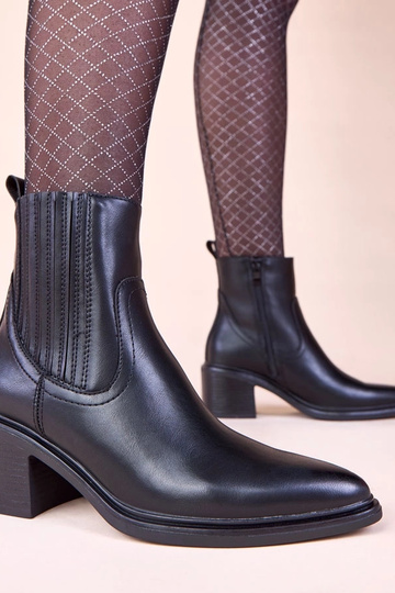 Schwarze Stiefeletten auf Blockabsatz mit elastischem Einsatz Sesie