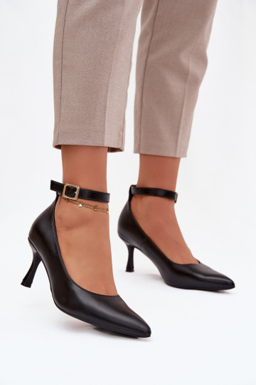 hochhackige Schuhe Schuhe mit Riemen schZuarze Farbe Perrine 2