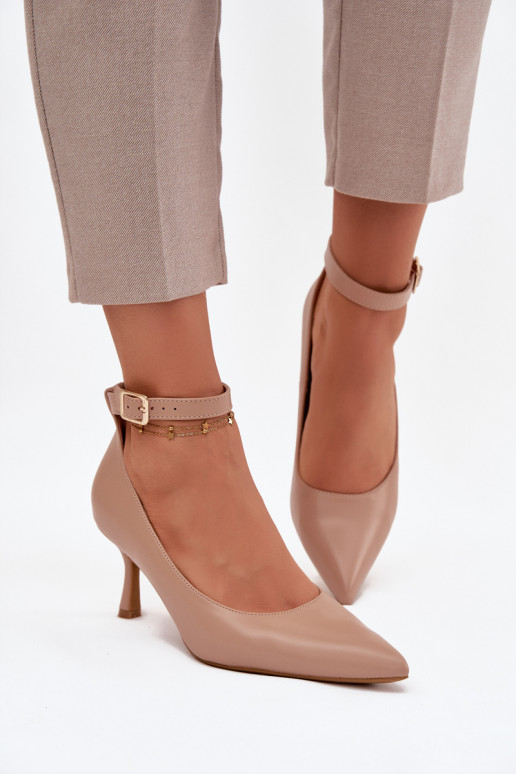 hochhackige Schuhe Schuhe mit Riemen Beige Perrine