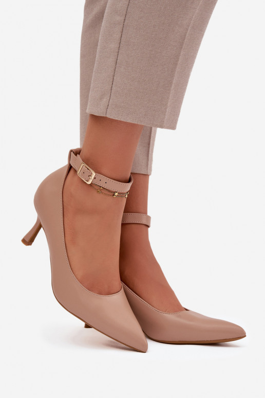 hochhackige Schuhe Schuhe mit Riemen Beige Perrine