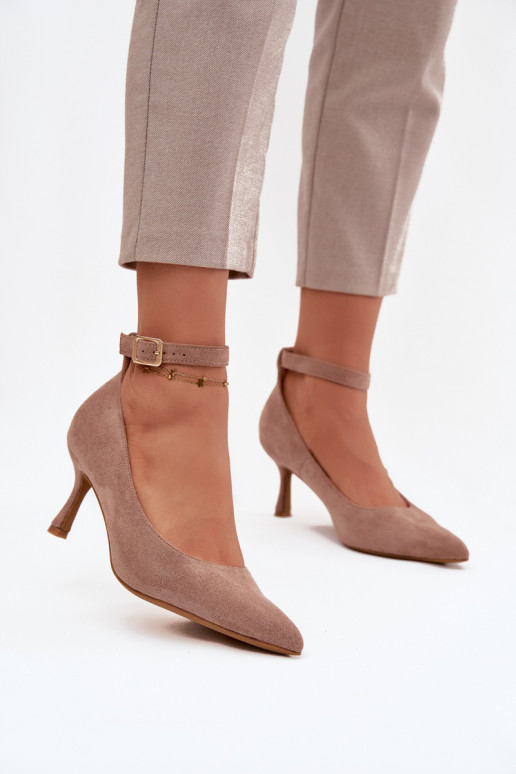 hochhackige Schuhe Schuheaus Öko-INildlederu Beige Devoria