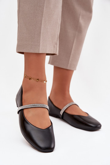 Ballerinas FemininBłyszczącymi Paskami schZuarze Farbe Ilirene