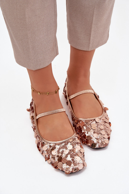 Ballerinas Ozdobione Cekinami pinke Farbe Szampańskie Terlina