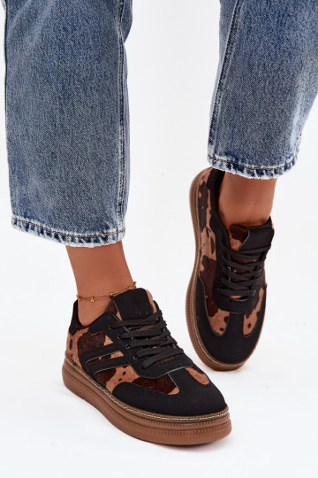 Schwarze Damen-Sneaker mit Plateau IN Łaty Denissa