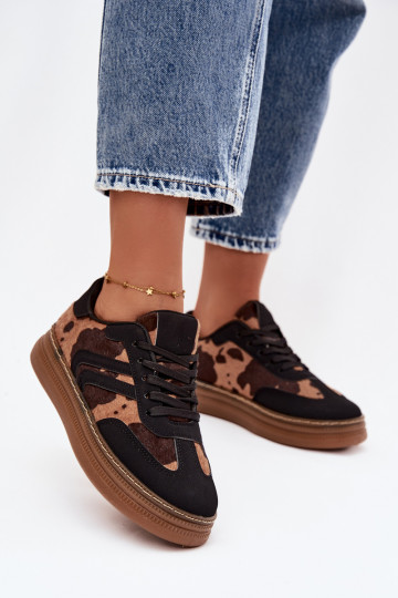 Schwarze Damen-Sneaker mit Plateau IN Łaty Denissa 2