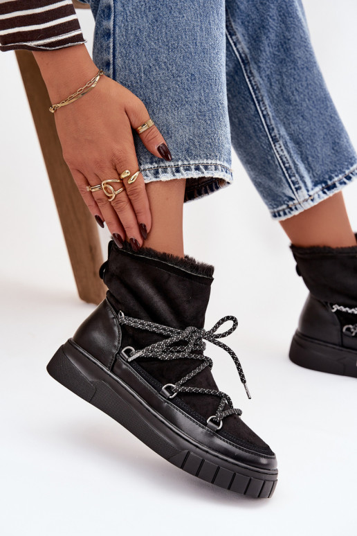 Schneestiefel Feminin mit stilvollen Details schZuarze Farbe Isalisse