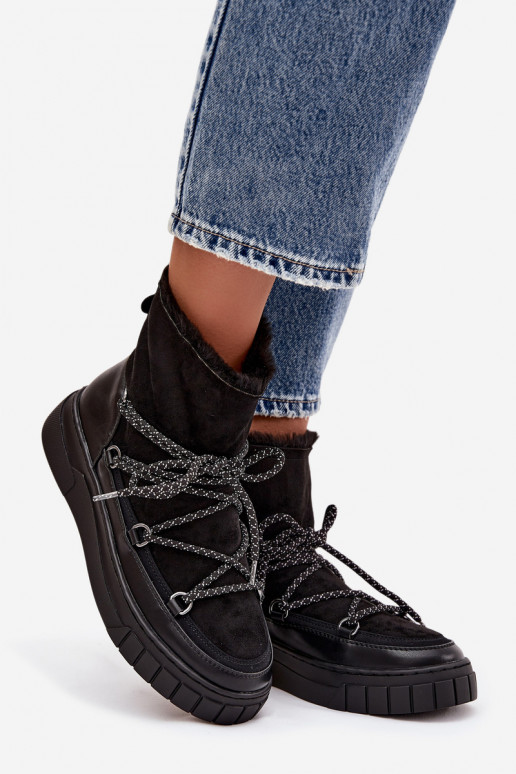 Schneestiefel Feminin mit stilvollen Details schZuarze Farbe Isalisse