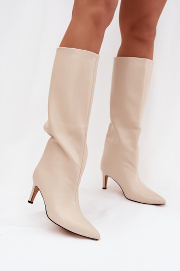 Damenstiefel Ein überzeugendes Stilvollll sich Zuarm laufen mit dünnen Absätzen elfenbeinfarbe Olivienne