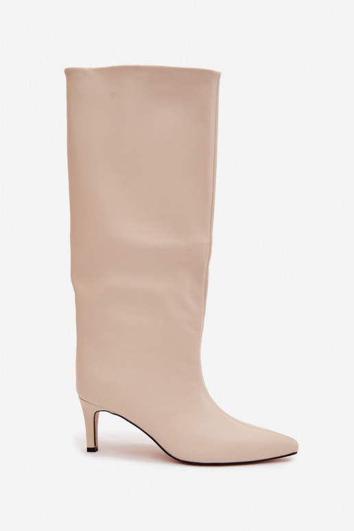 Damenstiefel Ein überzeugendes Stilvollll sich Zuarm laufen mit dünnen Absätzen elfenbeinfarbe Olivienne