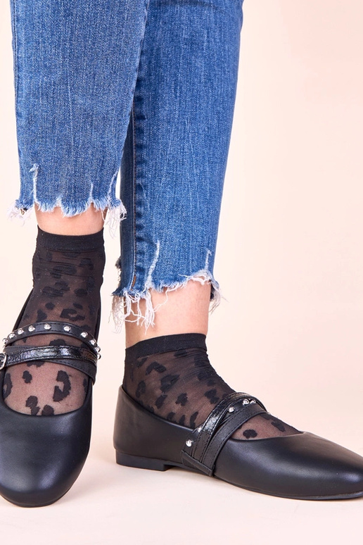 Schwarze Ballerinas mit dekorativen...