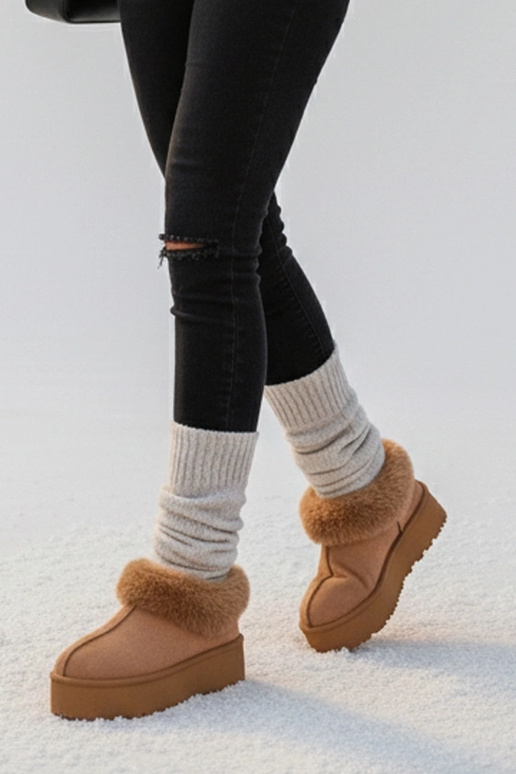 Braune Schneestiefel mit Fell Deesi