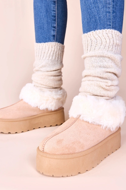 Hellbeige Schneestiefel mit Fell Deesi
