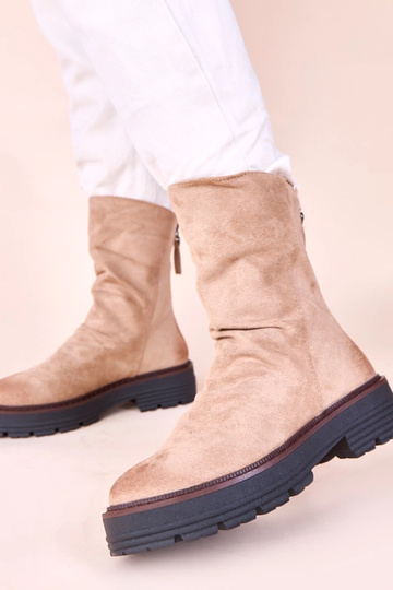 Beige Stiefeletten mit gefaltetem Vorderteil Arlea