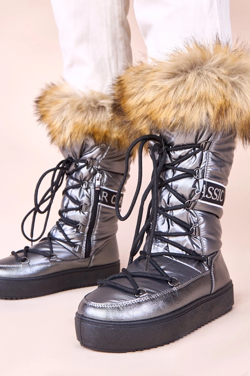 Metallfarbene Eskimo-Schneestiefel...