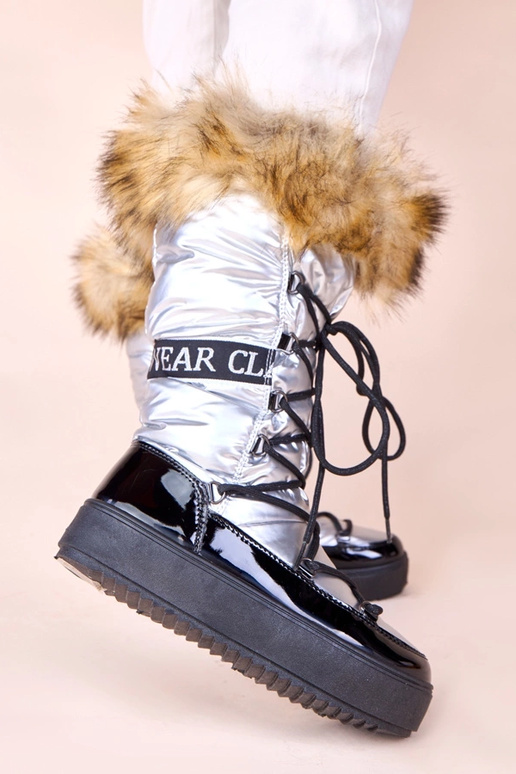 Silberne Eskimo-Schneestiefel mit...