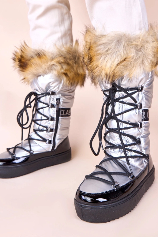 Silberne Eskimo-Schneestiefel mit...