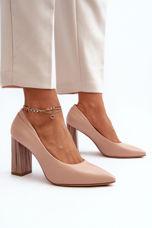 Eleganter Stil Schuhe mit stylischem Absatz Sergio Leone PB217 Nude