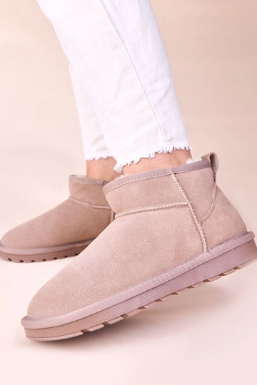Graue Schneestiefel aus Naturveloursleder, gefüttert mit Fell Matilda 2