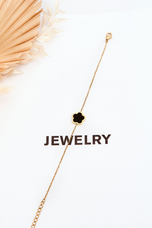 Feminin Ein Armband Mit einer schZuarzen Blume goldene Farbe