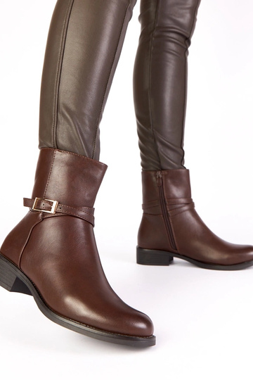 Braune Stiefeletten mit Schnalle und Schloss Zema 2