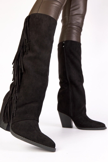Schwarze Cowboy-Stiefel mit Fransen Shia 2