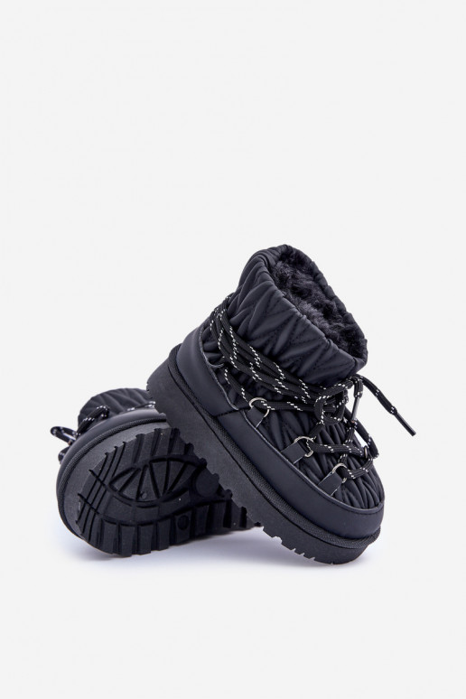 Kinderschneestiefel, wärmeisoliert mit Fell innen in schwarzer Farbe