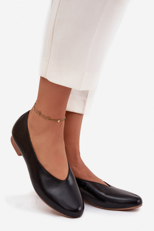 Olyssia Damenballettschuhe aus schwarzem Kunstleder mit breiten Absätzen