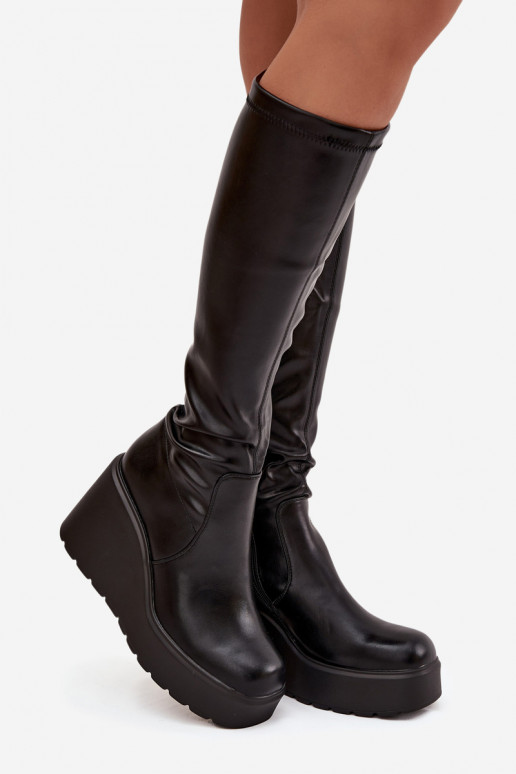 Damen Overknee-Stiefel mit Plateau in Schwarz "Terisse"