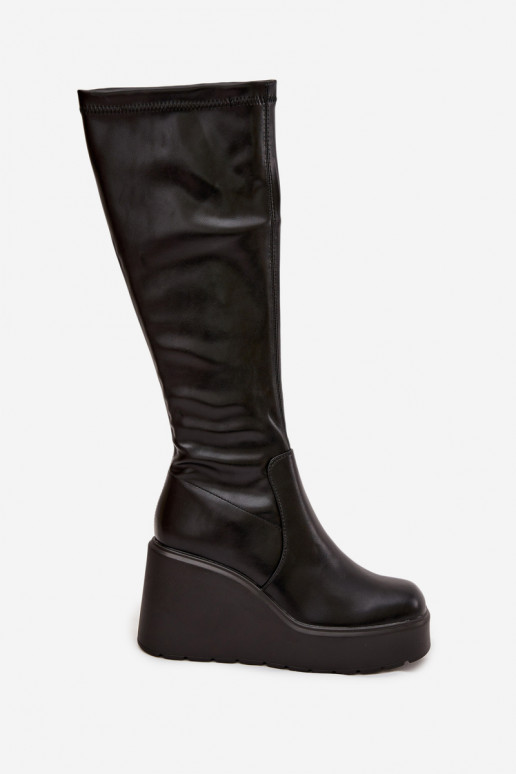 Damen Overknee-Stiefel mit Plateau in Schwarz "Terisse"