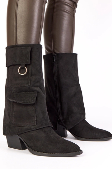 Schwarze Stiefeletten auf Absatz mit Taschen Nadiia 2
