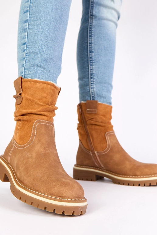 Braune warme Stiefeletten mit...