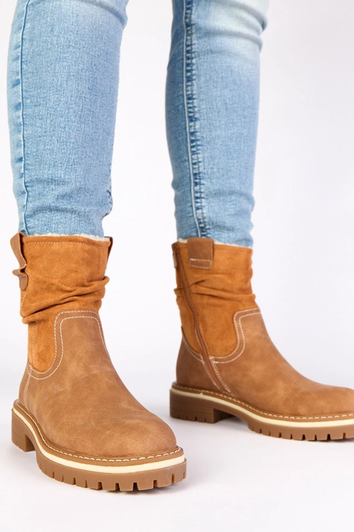 Braune warme Stiefeletten mit...